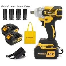 Chave De Impacto Elétrica 450NM Furadeira parafusadeira Motor Brushless 48V com 2 Baterias Bivolt