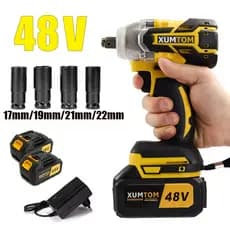 Chave De Impacto Parafusadeira Reforçada Brushless  1/2  02 Bateria de 48V Carregador Bivolt