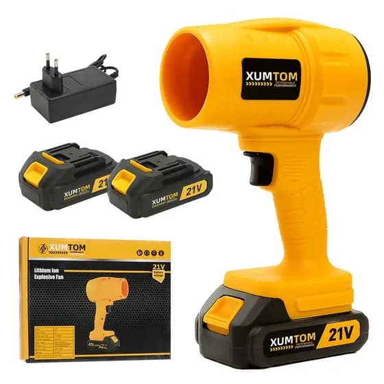 Soprador De Folhas Turbo Portátil  21V Recarregável 2 baterias Bivolt forte Soprador de folha