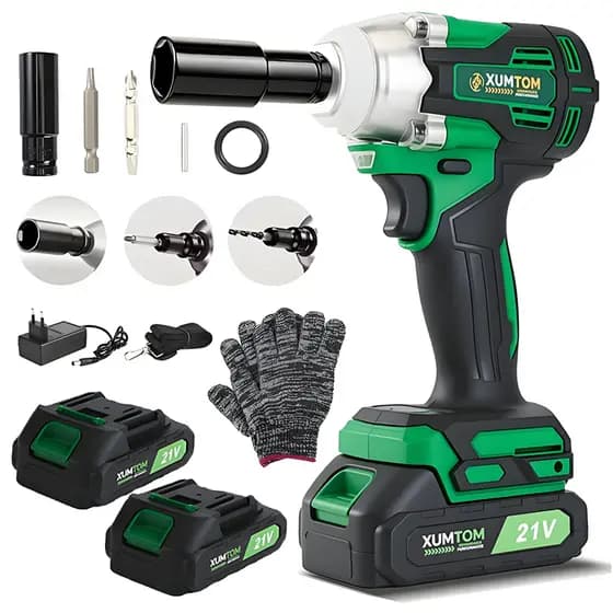 Chave de Impacto 450NM Elétrica Parafusadeira Furadeira Com Maleta 2 Baterias Bivolt 110V/220V