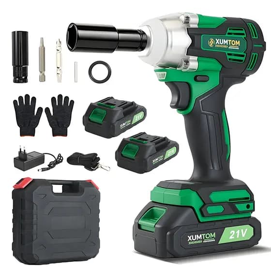Chave de Impacto 450NM Elétrica Parafusadeira FuradeiraI Brushless Com Maleta 21V 2 Baterias Bivolt
