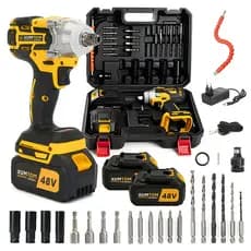 Eletrica Impact Wrench Drill Screwdriver Tool Kit 48v 450NM (1/2IN) Professional With Case 30 Pieces