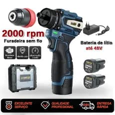 Parafusadeira elétrica com furadeira de lítio 2 em 1 de 16.8V e torque de 65 Nm com motor sem escova