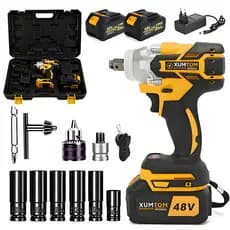 Chave de impacto bateria Sem Fio 48V 450NM sem escova com 2 baterias kit Com Maleta e Acessórios