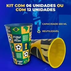 Kit Copos Decorados Copa Do Mundo 550Ml