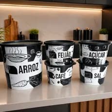 Jogo Porta Mantimento Conjunto 5 Peças Com Tampa (Pote Arroz 4,5kg) + (4 Potes p/ 1kg)