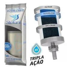 Vela Filtro de Barro Stéfani Tripla Ação Esterilizante Refil Carvão Ativado Original
