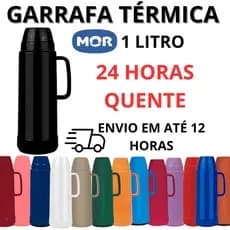 GARRAFA TERMICA 1 LITRO MOR ÀGUA CAFÉ CHÁ 24 HORAS QUENTE DIVERSAS CORES