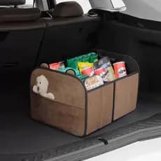 Organizador de porta-malas de carro com desenho animado e grande capacidade, caixa de armazenamento dobrável em tecido O