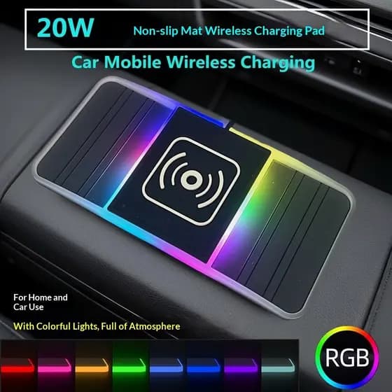 Base de Carregamento Sem Fio para Carro de 20W, Acessório de Modificação com Tapete Antiderrapante, Design de Carregamen