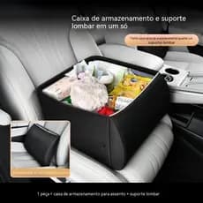 Caixa organizadora para banco de carro, caixa de armazenamento dobrável 2 em 1 com almofada lombar para carro, acessório