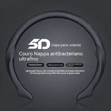 Capa para Volante de Carro Wufu Golden Ox 5D, Couro Suede, Adequada para Todas as Estações, Couro Nappa Leve, Capa Espor