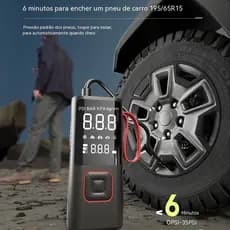 Bomba de ar elétrica portátil com função de power bank, bomba de ar de dupla função para pneus de carro e bicicletas, bo