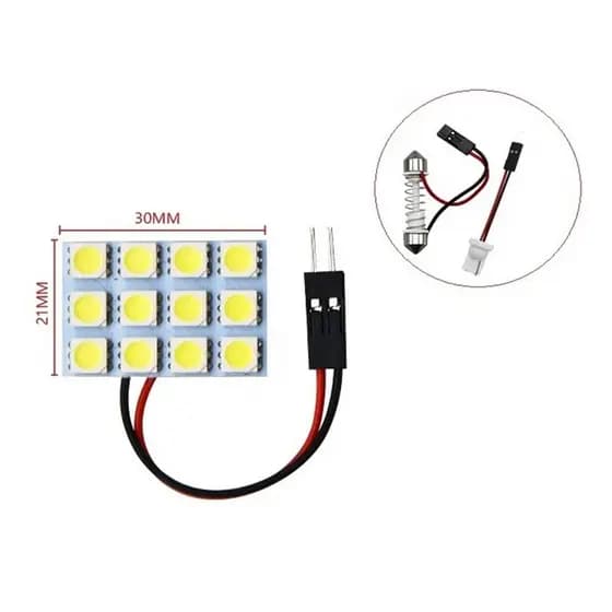 Unidade Placa Led 5050 12V Adaptadores T10 Torpedo Teto Mala Placa Gol Onix Sandero