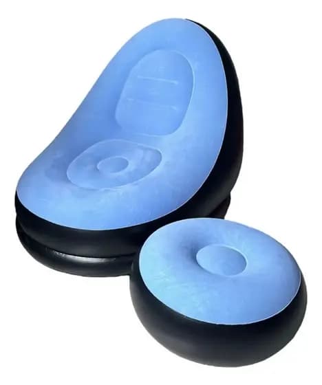 Poltrona Inflável Puff Gigante Conforto Suporta 100kg Azul - C/ Bomba