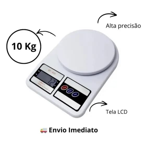 Balança Digital de Cozinha Até 10kg | Cozinha Dieta Café Academia