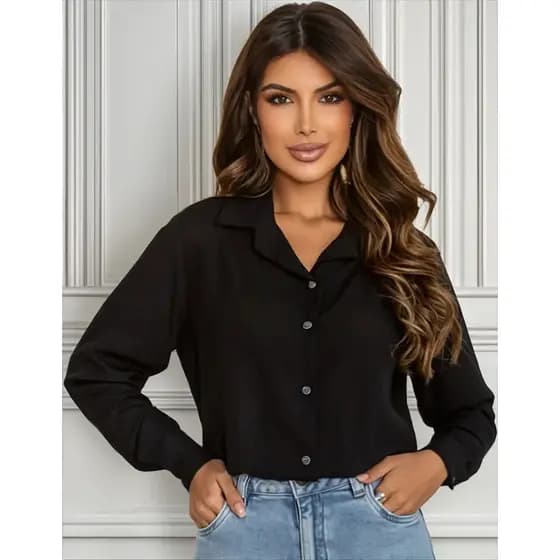Camisa Social Feminina de Manga Longa Com Tecido que não da mal cheiro Leve Respiravel