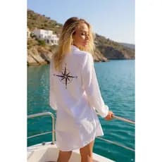 Camisão Feminino Estampado Personalizado Saida de Praia Manga Longa Chamise De Botão