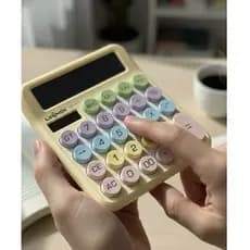 Calculadora Solar Colorida de Mesa 12 Digitos Grande Tela LCD Botão Mecanico