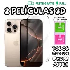 Película de Vidro Temperado 3D Premium para iPhone XS, XR, 11, 12, 13, 14, 15, 16 Pro Max