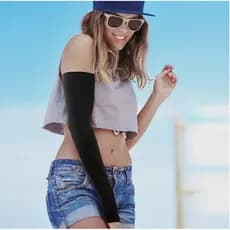 Manga de Braço Feminina de Resfriamento - Elástica, Design de Dedo e Proteção UV para Esportes ao Ar Livre