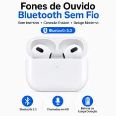 Fones de Ouvido Sem Fio Bluetooth 5.3 Som Imersivo Chamadas HD Bateria Longa Duração Design Compacto
