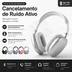 Fone Over Ear Apods Max Bluetooth 5.3, Cancelamento Ativo Ruído 70h Bateria