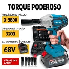 【GENAI】Kit Parafasudeira Chave De Impacto + Furadeira de impacto 68V Portátil Recarregável Com 2 Baterias