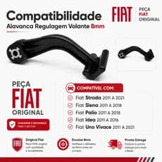 Alavanca Regulagem Volante 8mm Fiat Siena 2011 em Diante Peça Nova Original Fiat Para Reposição