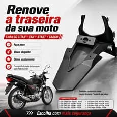 Paralama Traseiro Rabeta Suporte Placa Honda CG Fan Titan Start Cargo 125 150 160 2014-2024