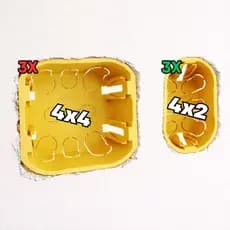 KIT 6 Caixas Elétrica DRYWALL de Embutir | 3 Unidades (4x4) + 3 Unidades (4x2) Amarela Stilus