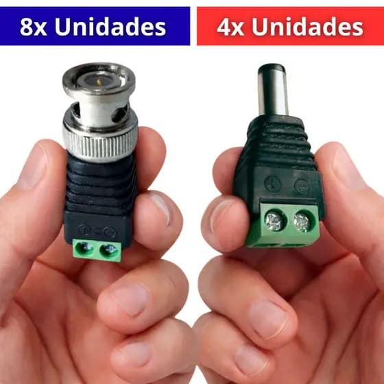 KIT 8 Conectores BNC Borne + 4 Conectores P4 (Ou 8x Conectores BNC Mola)