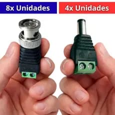 KIT 8 Conectores BNC Borne + 4 Conectores P4 (Ou 8x Conectores BNC Mola)