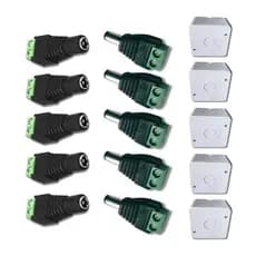 KIT 5 Conectores P4 Macho & Fêmea com Borne + 5 Caixas de Proteção Simples Stilus (OPCIONAL)
