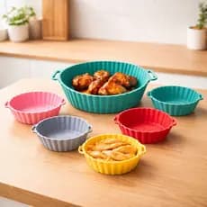 Formas Silicone Antiaderente Para Airfryer Reutilizavel Assadeiras para Microondas Kit 6 unidades