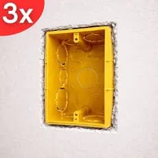 KIT 3 Caixas Elétrica 4X2 de Embutir Reforçado Acabamento Amarelo Para Interruptores & Tomadas
