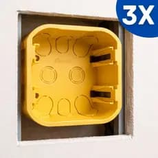 3 Unidades de Caixa 4x4 DRYWALL de Embutir com Fixador de Conduíte Amarelo Stilus