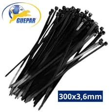 Abraçadeira Enforca Gato Nylon Guepar 3,6X300 Preta Pacote Fixação Leve Resistente Organização Mangueira Cabo