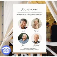 Quadro Decorativo Homenagem Personalizada para Casamento Cerimônia Em Memória com 4 Fotos e Nomes