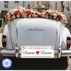 Placa Decorativa Para Carro Casamento Personalizada Fotos e Nomes Felizes para sempre