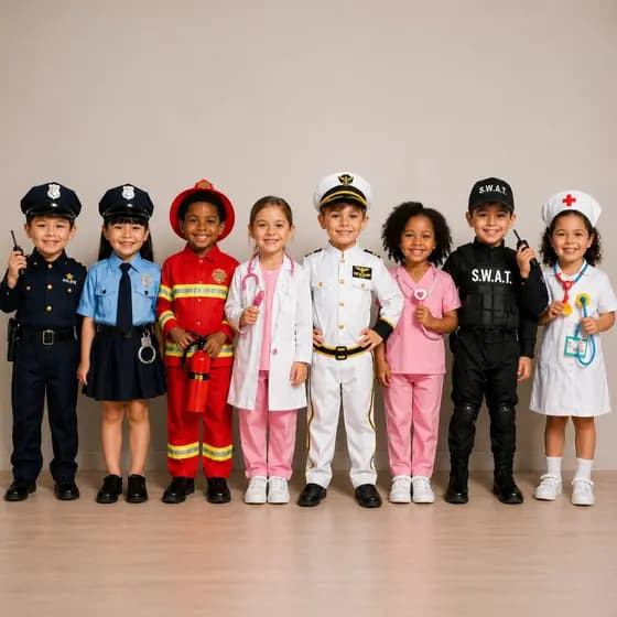Fantasias Infantil Bombeiro Policial Enfermeira Médico Swat Marinheiro Cosplay Festa Evento Temático