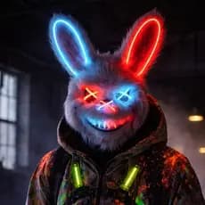 Máscara Coelhos Com Led Carnaval Halloween Festa Temática Acessório Fantasia Evento Cosplay