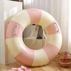 Boia Redonda Listrada Retrô Vintage Com Alça Piscina Praia Verão Natação Inflável 100cm e 80cm