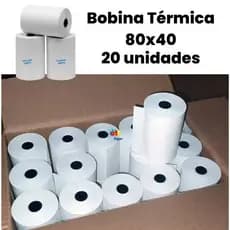 Bobina Térmica 80x40 Caixa 20 Unidades Cupom Fiscal NFC-e SAT Papel 80mm Impressora Térmica PDV