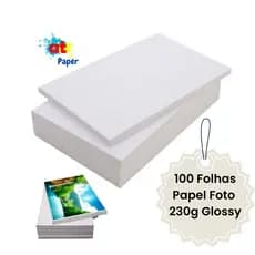 Premium Papel Foto A4 230g Glossy Brilhoso Branco Prova D'água - Kit 100 Folhas