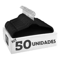 50 Cabide Pretos/veludo Gancho Giratório E Resistente Otimo Acabamento Em Veludo !