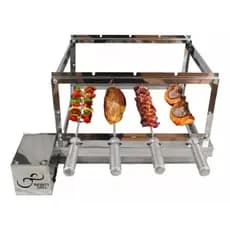Churrasqueira Gira Grill 4 Espeto Inox Giratoria