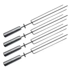 Kit 4 Espetos Tridente Inox P/ Churrasqueira