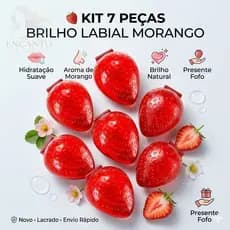 Kit 7 Brilho Labial de Morango Roll-on Retro - Gloss Infantil e Juvenil - Lembrancinha