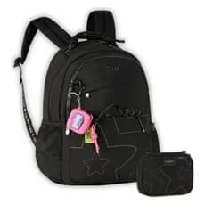Bolsa  Mochila Escolar Luluca Original  2026 + Estojo Escolar Infantil Feminino Material Escolar Menina Rosa Lilas Preta
